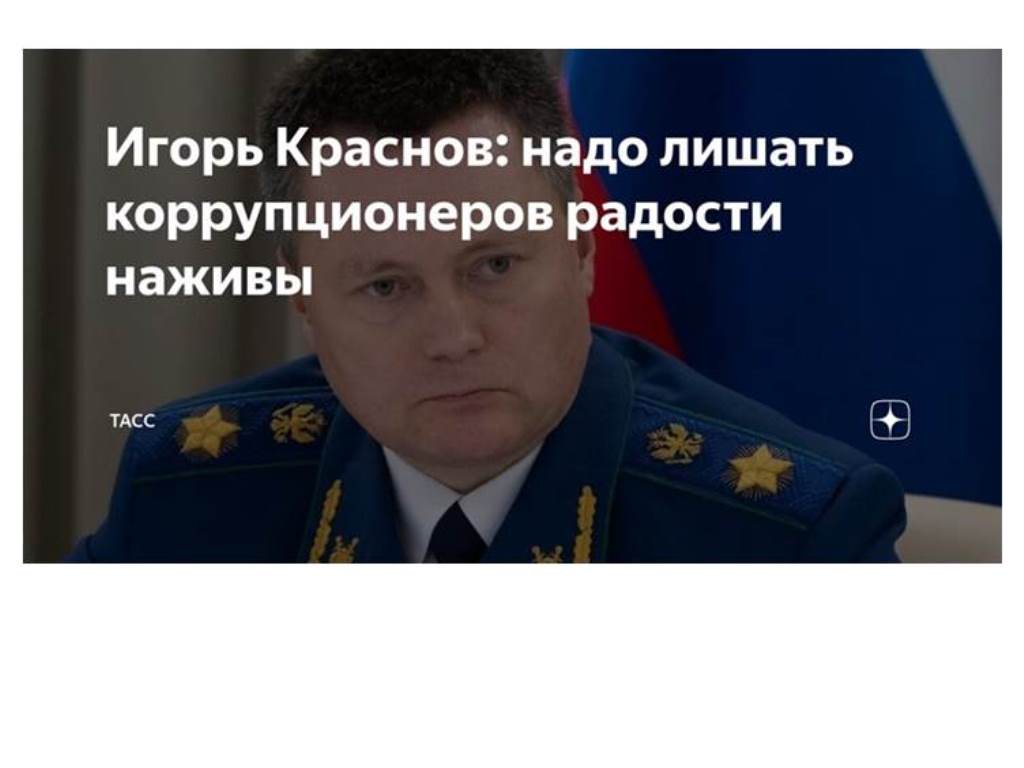 Игорь Краснов: надо лишать коррупционеров радости наживы 