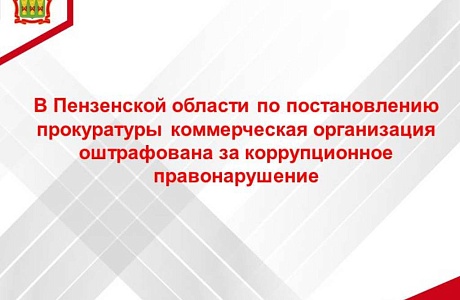 В Пензенской области по постановлению прокуратуры коммерческая организация оштрафована за коррупционное правонарушение