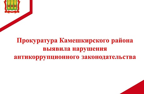 Прокуратура Камешкирского района выявила нарушения антикоррупционного законодательства Прокуратура Камешкирского района выявила нарушения антикоррупционного законодательства